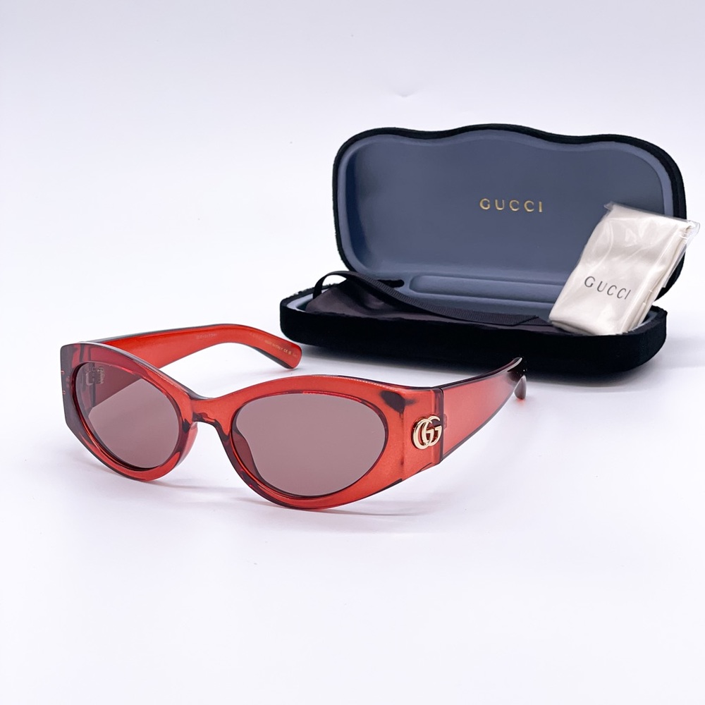NEW GUCCI GG1401S 003 RED WOMEN OVAL SUNGLASSES - Picture 10 of 11